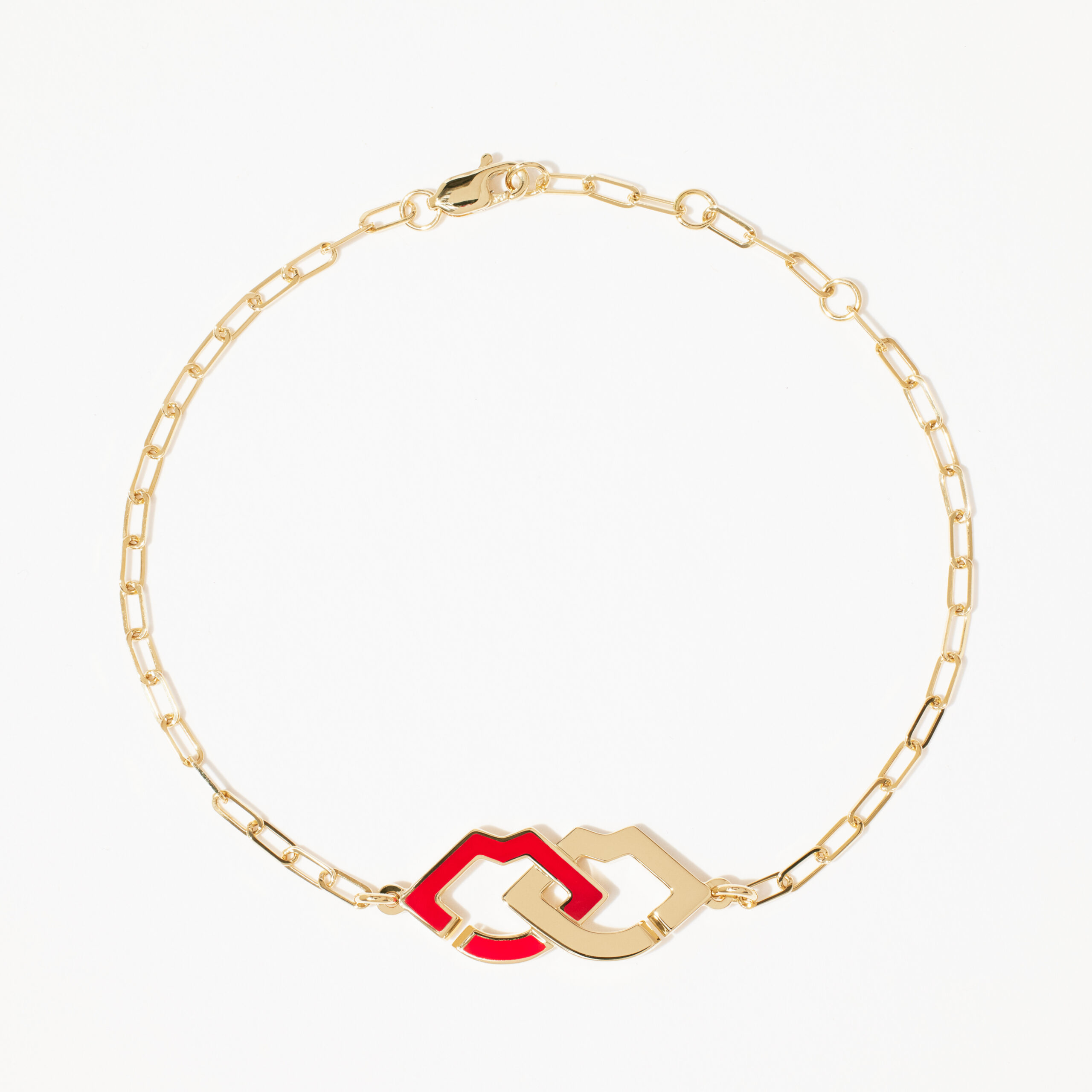 Bracelet-2-Lips-or-jaune-et-laque-rouge-–PORTOFINOLUXURY